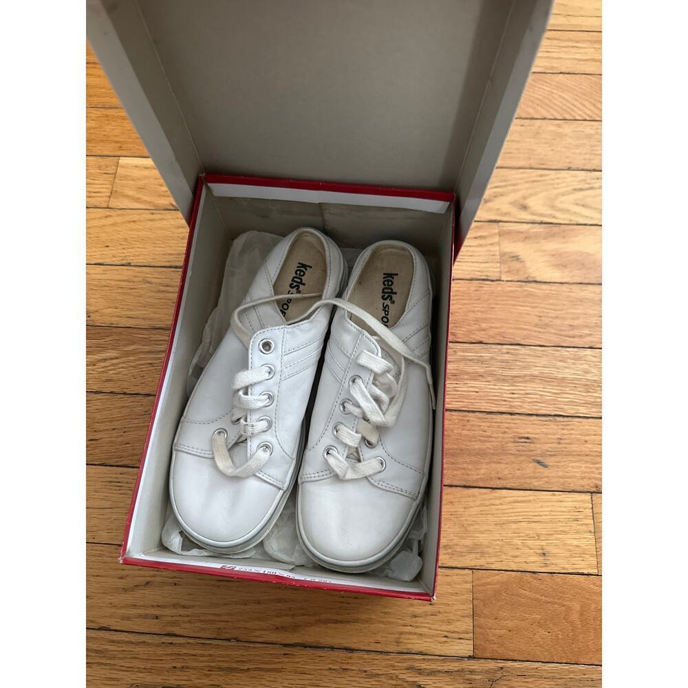 Womens Size 6.5 White Leather Keds Cricket Mule